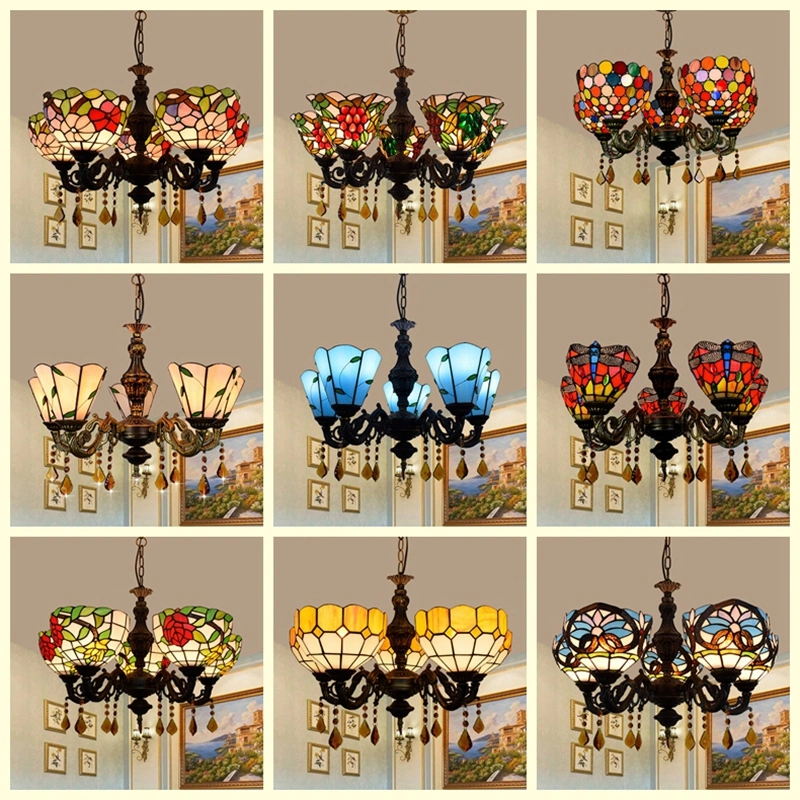 Jlt1102 Tiffany Pendant Lamp Stained Five Glass Pendant Floral Pendant Lamp