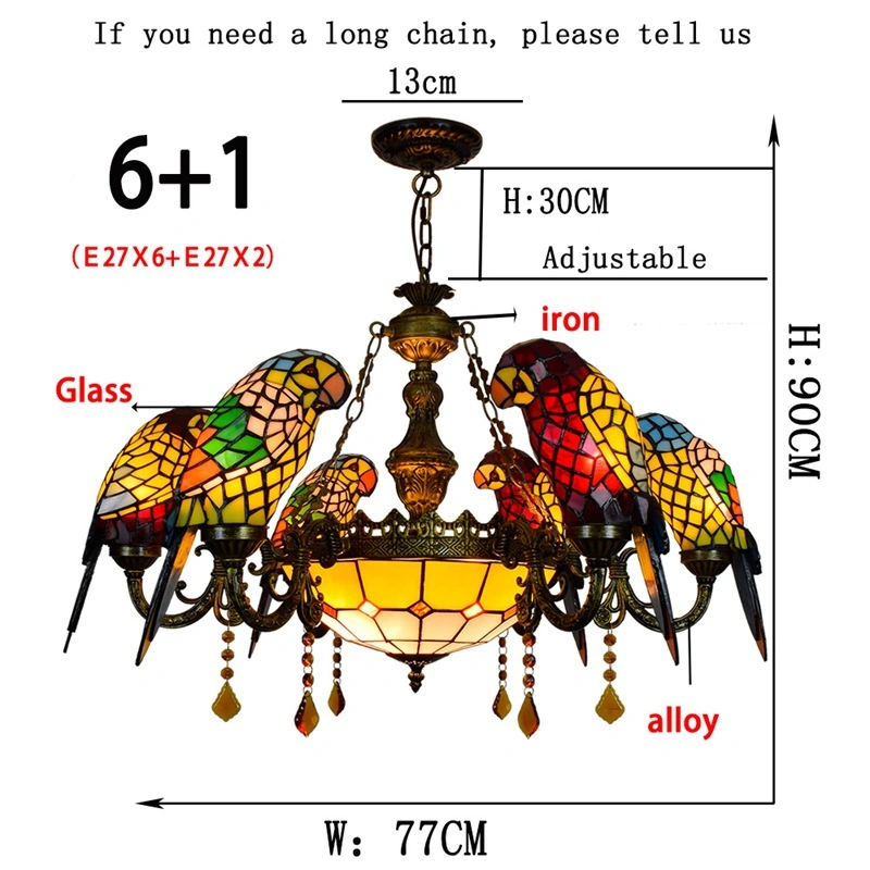 Tiffany Stained Glass Lamp Living Room Restaurant Bar Club Parrot Bird Large Chandelier (WH-TF-55)