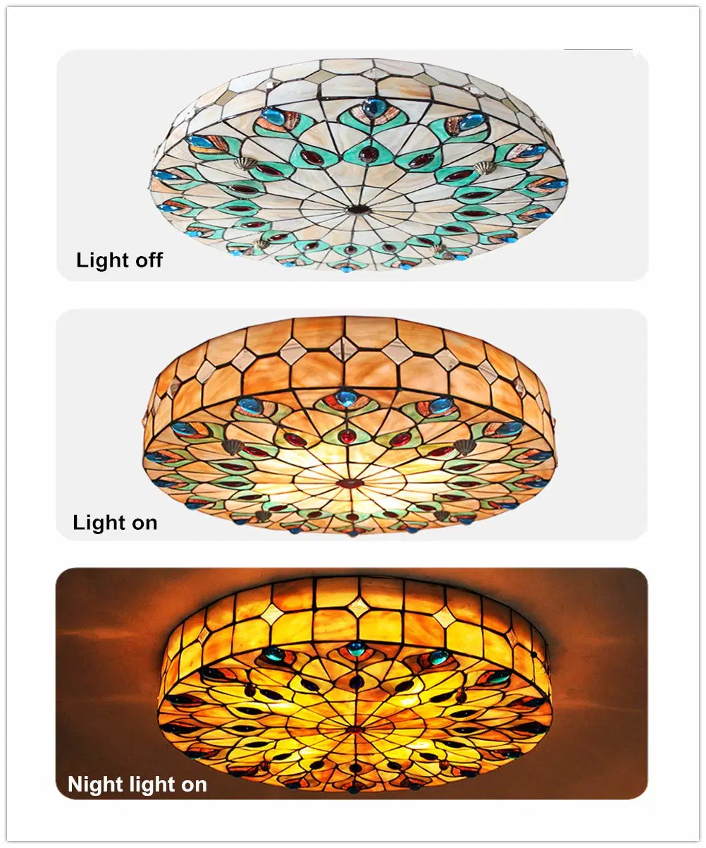 Tfc-A74 Vintage Tiffany Stained Glass Flush Mount Ceiling Light Lamp