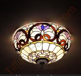 Lampada a sospensione decorativa per hotel in vetro colorato vintage fatta a mano. Lampada Tiffany