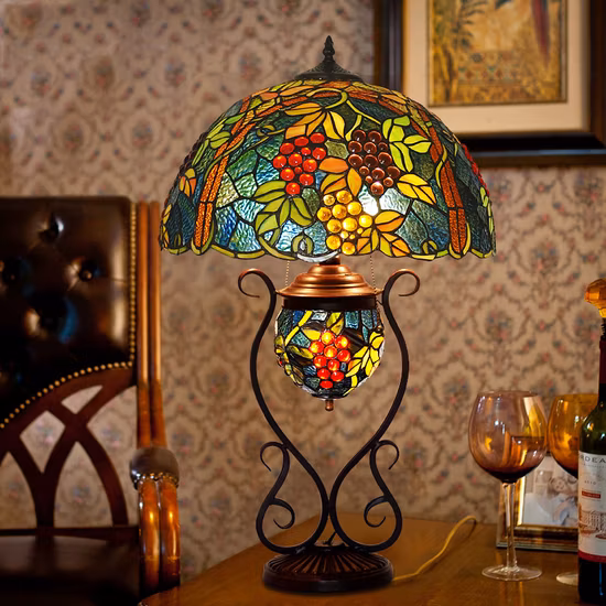 Lampada da tavolo Tiffany Lampada da tavolo classica americana fatta a mano da soggiorno Lampada in vetro colorato (WH