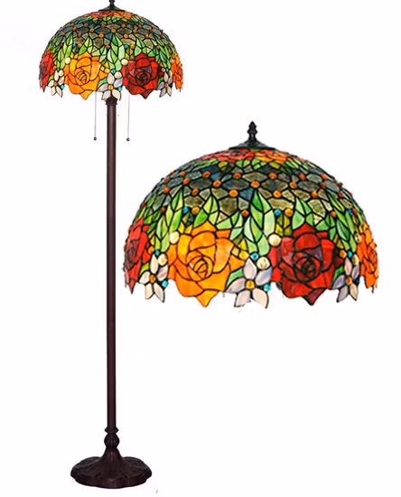 Lampada da terra Tiffany in vetro colorato Dragonfly Leadlight per la decorazione domestica